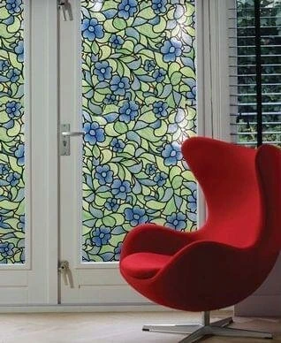 Raamfolie Bloemen Blauw (45cm) - Afbeelding 2