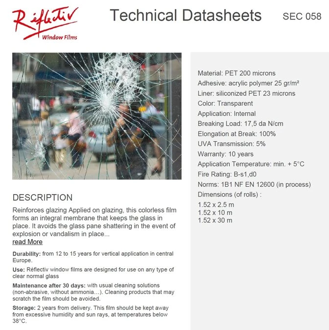 Veiligheidsfolie 200 Microns (Circa 61cm) - Afbeelding 4