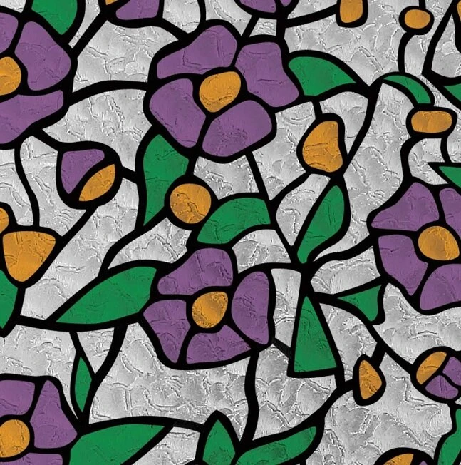 Raamfolie Glas In Lood Paarse Bloem (45cm)