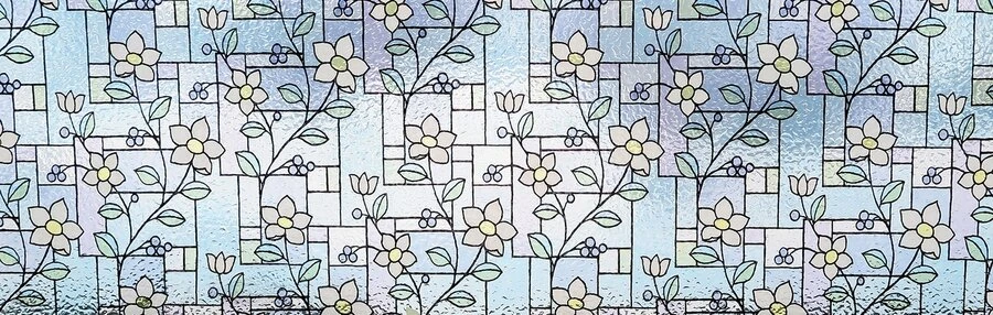 Statisch Raamfolie Glas In Lood Bloem (46cm) - Afbeelding 2