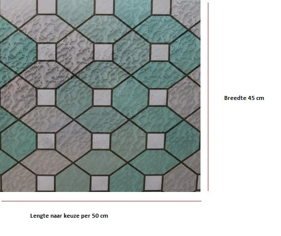 Statisch Raamfolie Glas In Lood Groen Smaragd (45cm) - Afbeelding 2